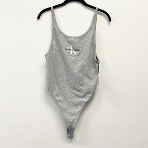 Calvin Klein Logo Thong Bodysuit – Grey | Size Large